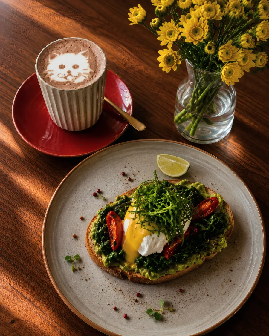 Avocado toast with a poached egg at breakfast, Shaffa GastroBazar, Balangan, Bukit