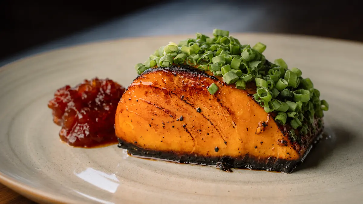 Butterfish steak with unagi sauce, labne and tomato chutney, Shaffa GastroBazar, Balangan, Bukit